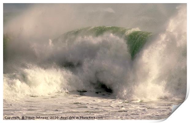  Cornish Storm Wave Print by Simon Johnson