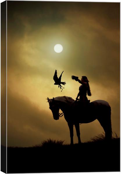 Horseback Falconry Canvas Print by Maggie McCall