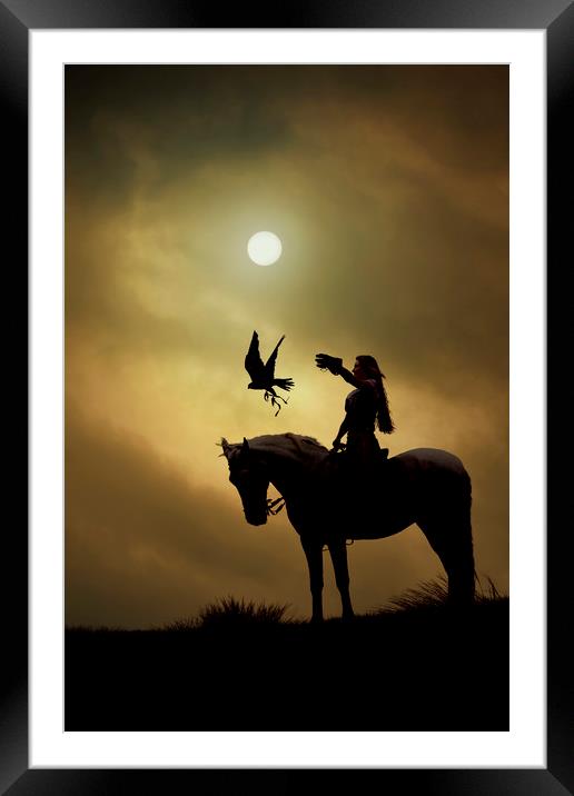 Horseback Falconry Framed Mounted Print by Maggie McCall