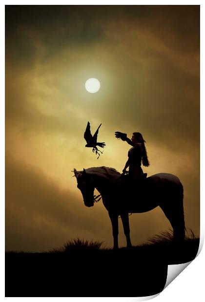 Horseback Falconry Print by Maggie McCall