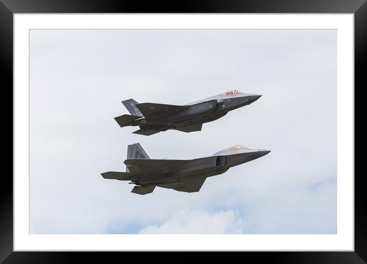 F-35A and F-22A stealth fighters Framed Mounted Print by Jason Wells