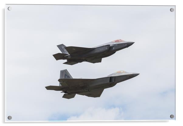 F-35A and F-22A stealth fighters Acrylic by Jason Wells
