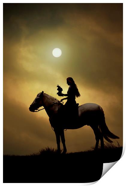 Horseback  Falconry Print by Maggie McCall