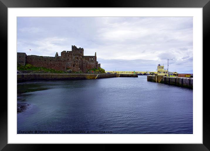 Peel Castle and Harbour Framed Mounted Print by Steven Watson
