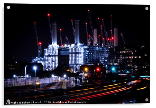 Battersea Power Station at night Acrylic by Robert Likovszki