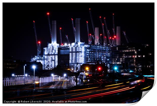 Battersea Power Station at night Print by Robert Likovszki