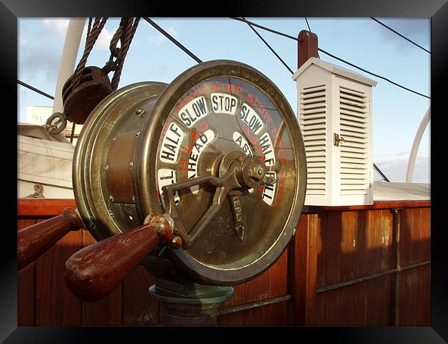 Engine Order Telegraph on SS Discovery Framed Print by Mark Malaczynski