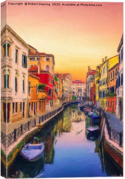 Sleepy canal Venice Canvas Print by Robert Deering