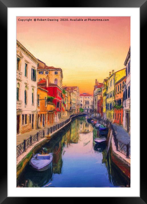 Sleepy canal Venice Framed Mounted Print by Robert Deering