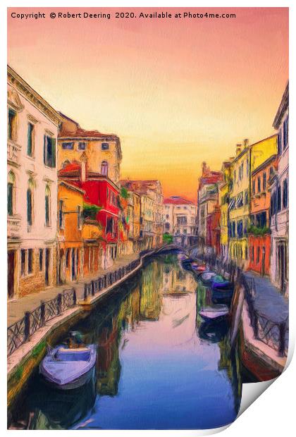 Sleepy canal Venice Print by Robert Deering