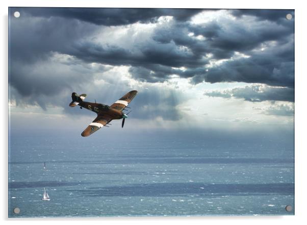 Hawker Hurricane over the English Channel Acrylic by tim miller