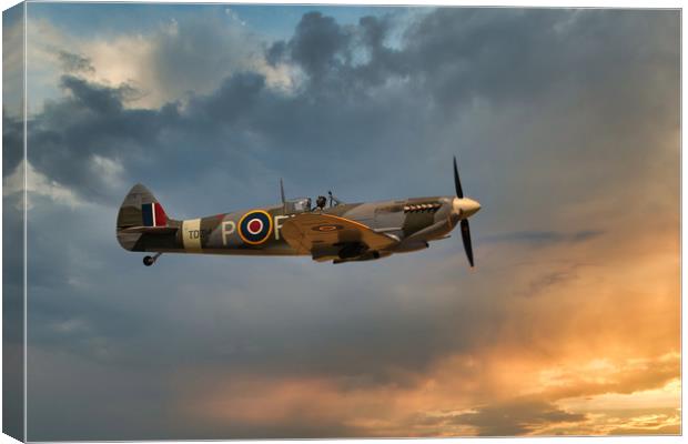 Spitfire in the clouds Canvas Print by tim miller