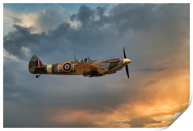 Spitfire in the clouds Print by tim miller