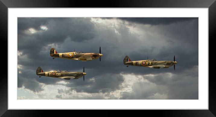 Spitfire Patrol Framed Mounted Print by tim miller