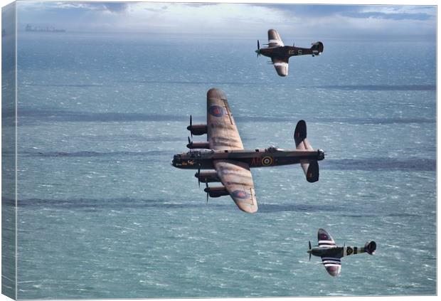 Battle of Britain Flight over the sea Canvas Print by tim miller