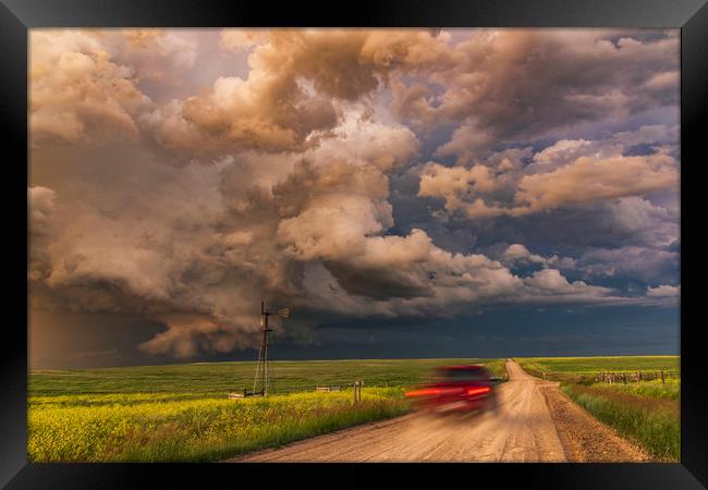 Montana tornado warned thunderstorm   Framed Print by John Finney