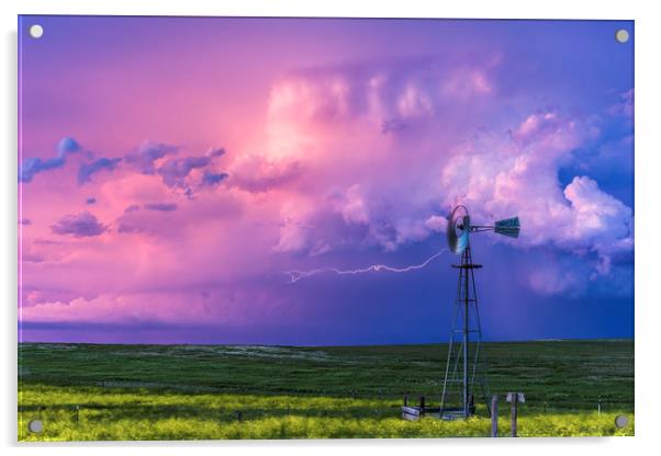 Thunderstorm Lightning over Montana  Acrylic by John Finney