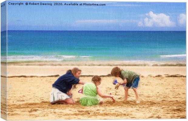 Fun On Margate Beach Canvas Print by Robert Deering