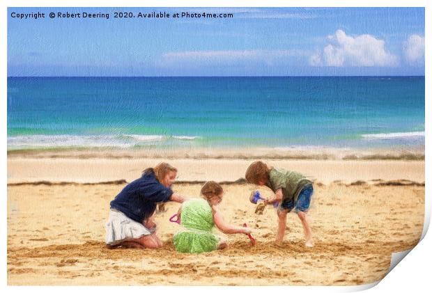 Fun On Margate Beach Print by Robert Deering