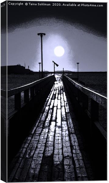Full Moon at End of the Pier Canvas Print by Taina Sohlman