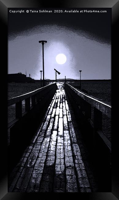 Full Moon at End of the Pier Framed Print by Taina Sohlman
