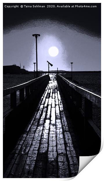 Full Moon at End of the Pier Print by Taina Sohlman