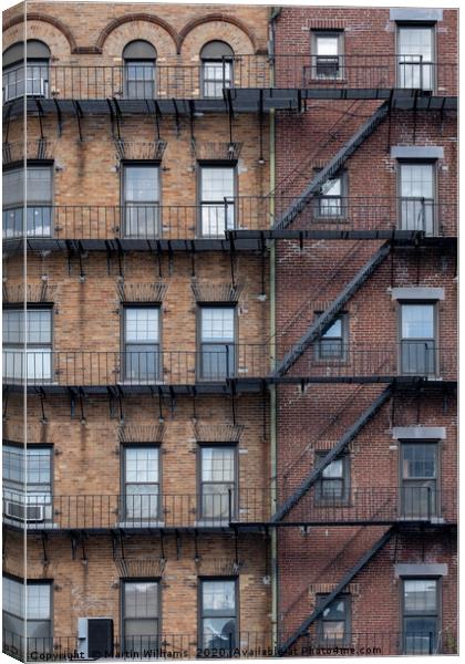 Iron staircase in Boston MA Canvas Print by Martin Williams