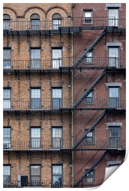 Iron staircase in Boston MA Print by Martin Williams