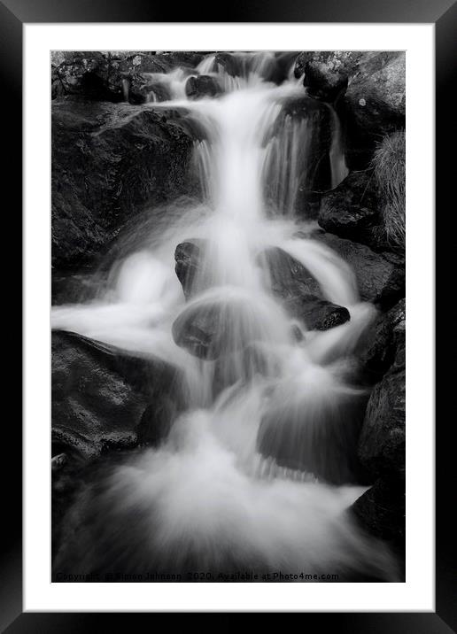 Water cascade Framed Mounted Print by Simon Johnson