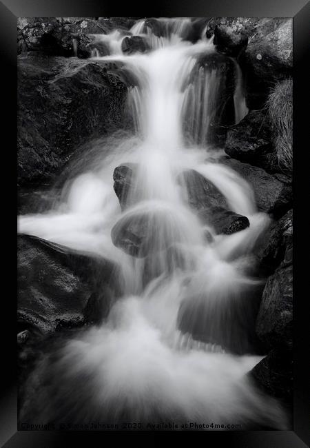 Water cascade Framed Print by Simon Johnson
