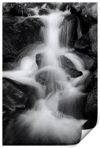 Water cascade Print by Simon Johnson