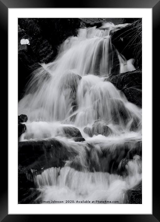Snowdonia Waterfall Framed Mounted Print by Simon Johnson