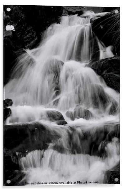 Snowdonia Waterfall Acrylic by Simon Johnson
