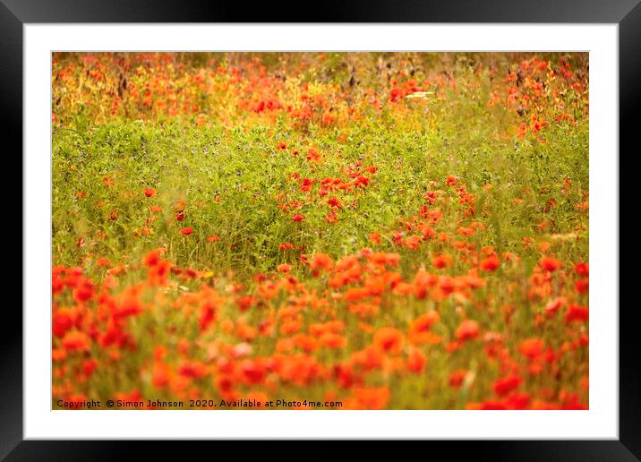 Impressionist poppies Framed Mounted Print by Simon Johnson