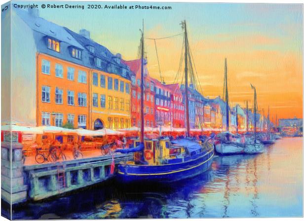 Port at Nyhavn Copenhagen Canvas Print by Robert Deering