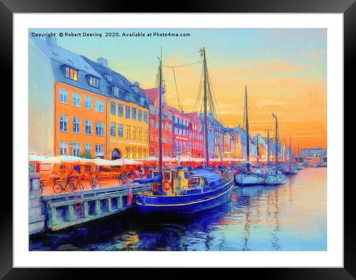 Port at Nyhavn Copenhagen Framed Mounted Print by Robert Deering
