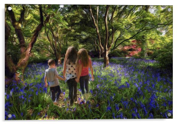 A Walk In Bluebell Woods Acrylic by Robert Deering