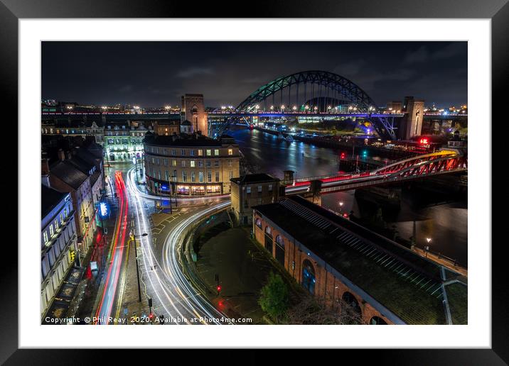 Newcastle Quayside Framed Mounted Print by Phil Reay
