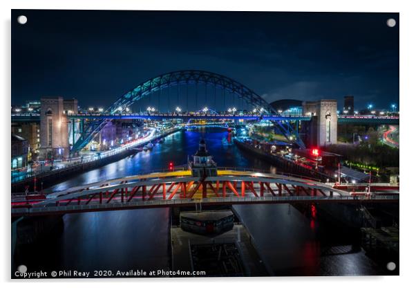 The River Tyne at night Acrylic by Phil Reay