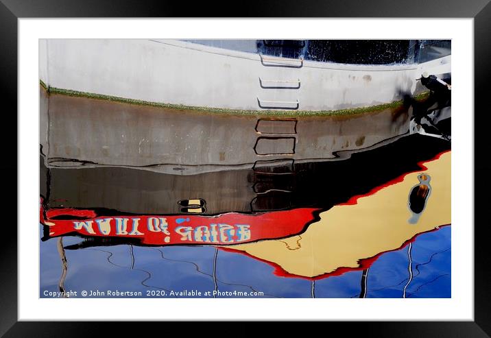 Reflections, Leith harbour, Scotland               Framed Mounted Print by John Robertson