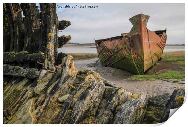 Abandoned boats at Fleetwood Print by Gary Kenyon