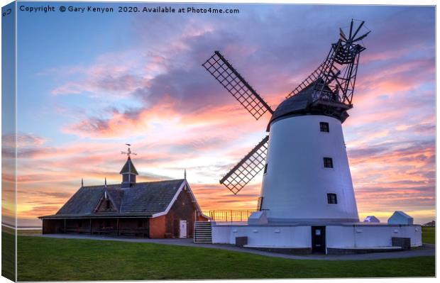 Lytham Windmill During A Lovely Sunset Canvas Print by Gary Kenyon