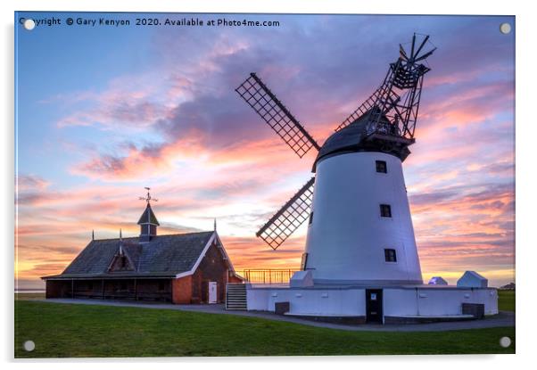 Lytham Windmill During A Lovely Sunset Acrylic by Gary Kenyon