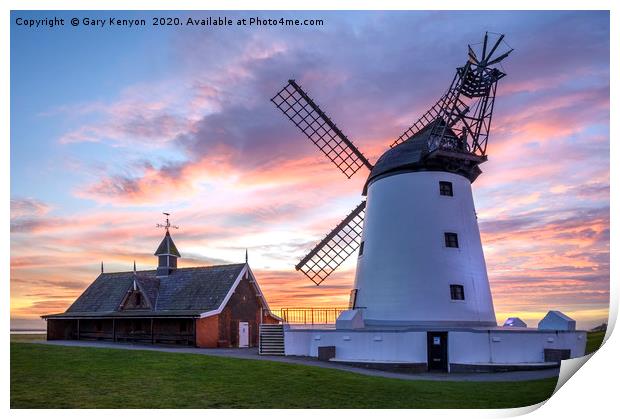 Lytham Windmill During A Lovely Sunset Print by Gary Kenyon