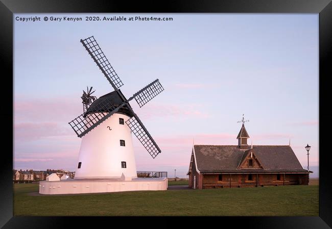 Lytham Blushing Windmill Framed Print by Gary Kenyon