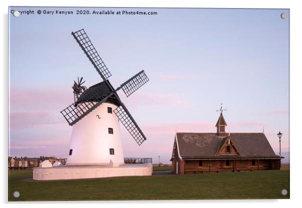 Lytham Blushing Windmill Acrylic by Gary Kenyon