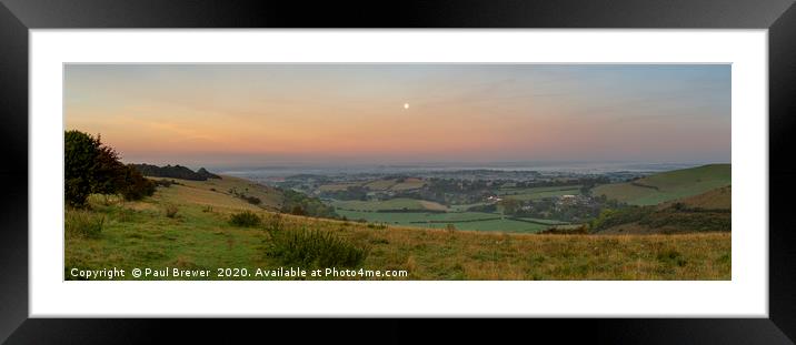 Full Moon over Compton Abbas Framed Mounted Print by Paul Brewer