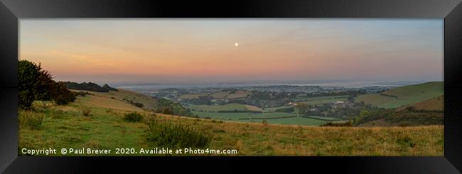 Full Moon over Compton Abbas Framed Print by Paul Brewer