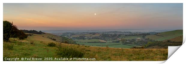 Full Moon over Compton Abbas Print by Paul Brewer