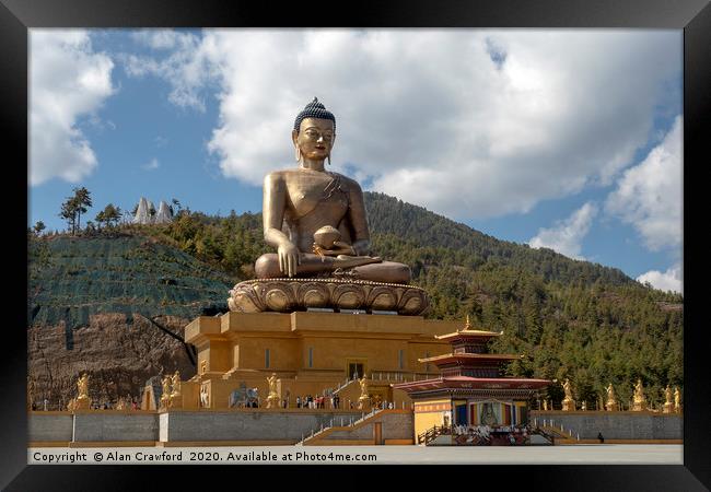 Buddha Dordenma statue, Bhutan Framed Print by Alan Crawford